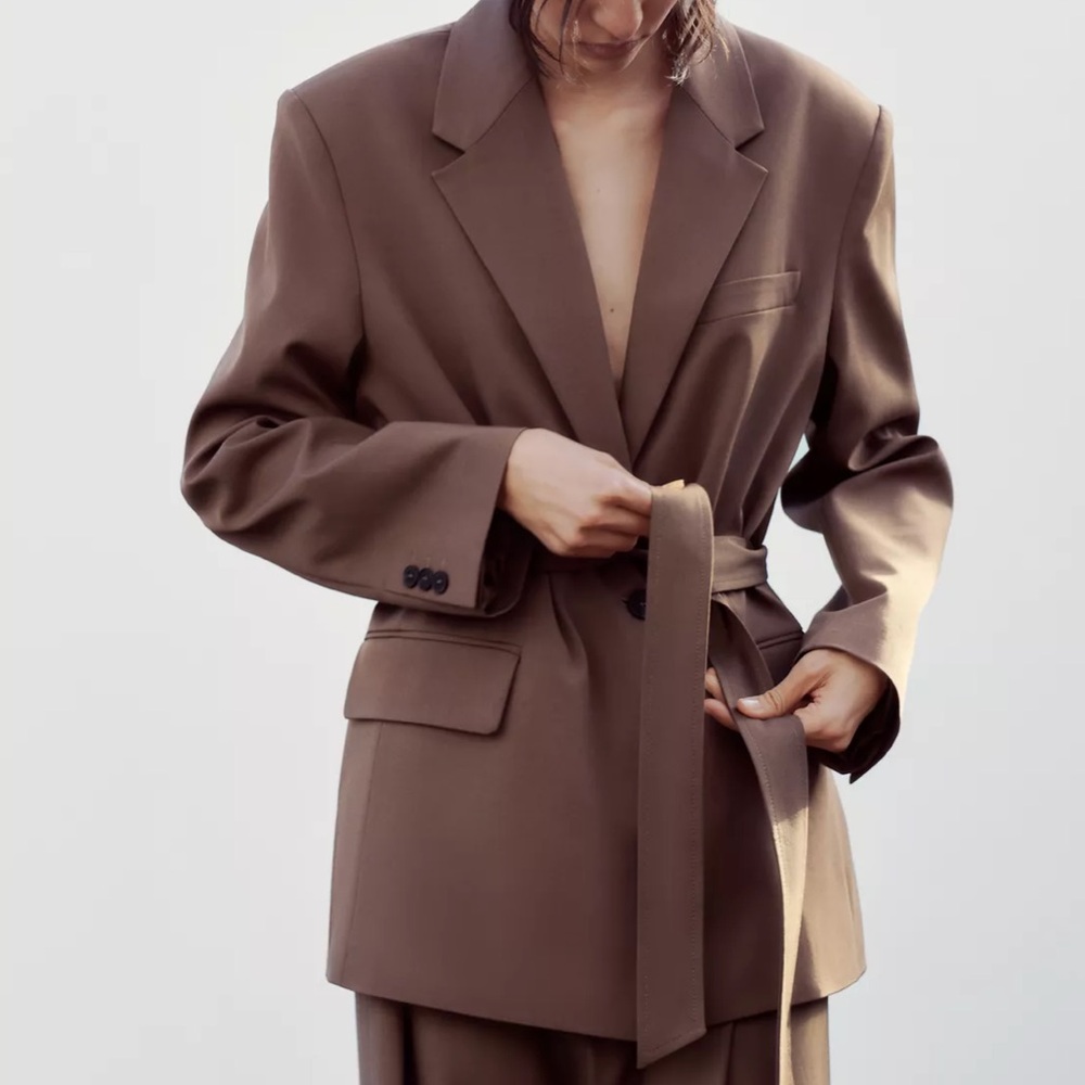 Zara NWT belted brown oversized blazer 2010/791 - Picture 10 of 12